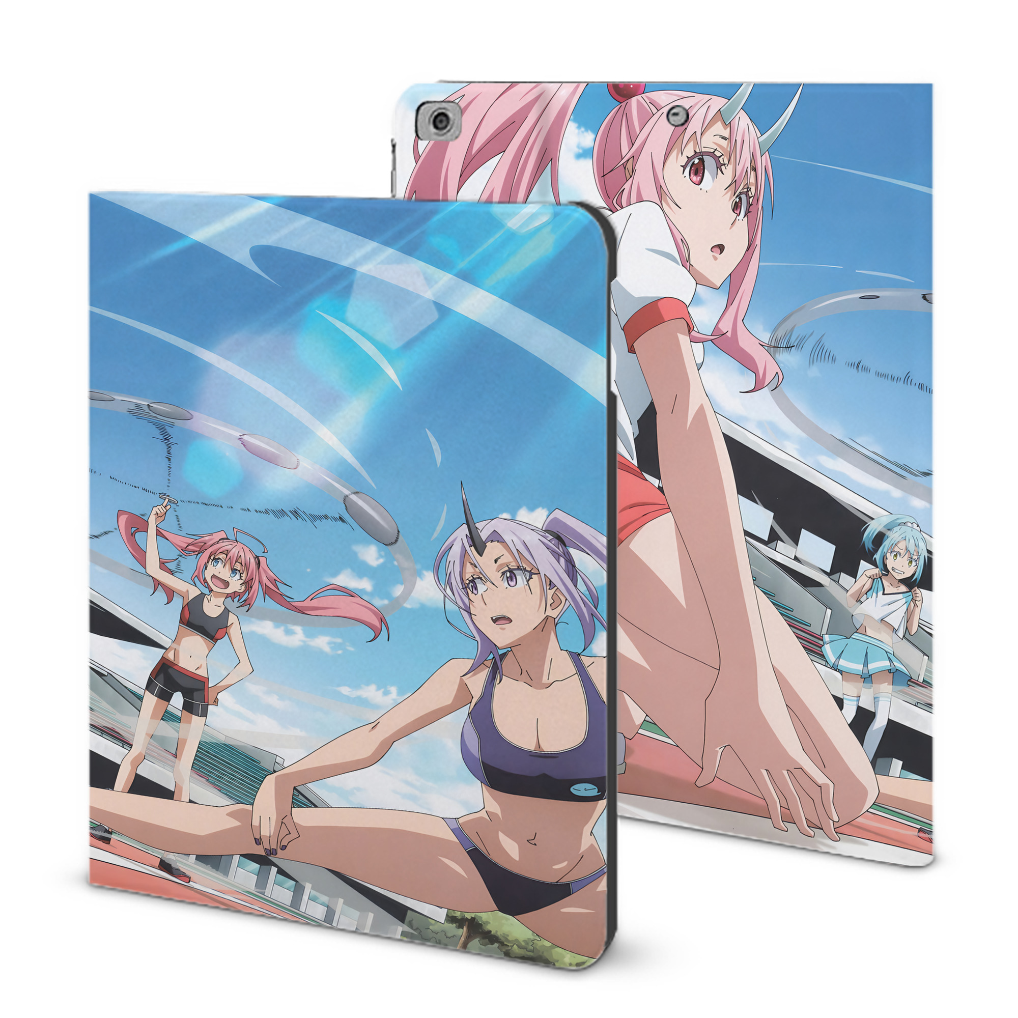 （画像用） 転スラ Regarding Reincarnated to Slime IPad ケース ブック型 PUレザー TPU 耐衝撃 軽量 薄型 ペン収納なし 全面保護 IPad 各モデル対応